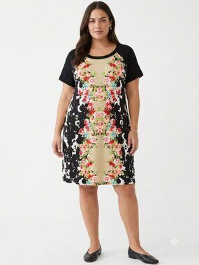 Tianna B Dress Black Multicolor Floral Shift Office 20W